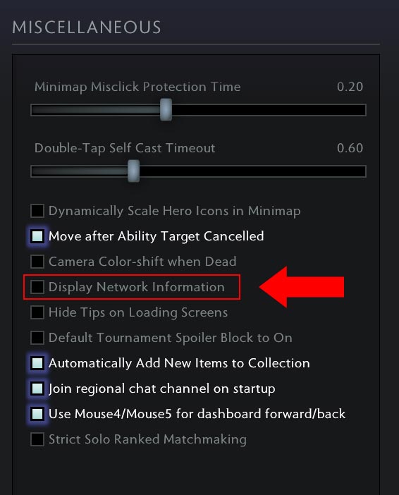 Dota 2 Display Network Information