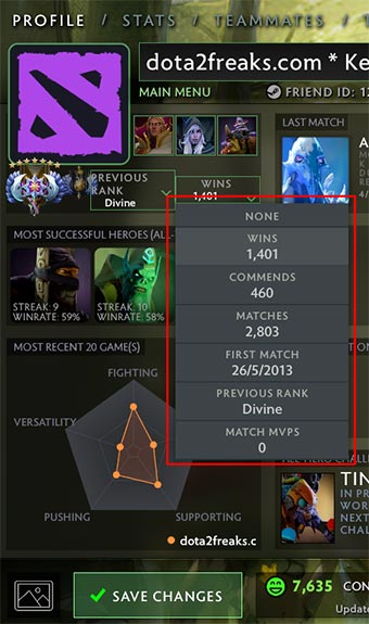 Steam / Dota2 7400 MMR Top Leaderboard Account, Video Gaming